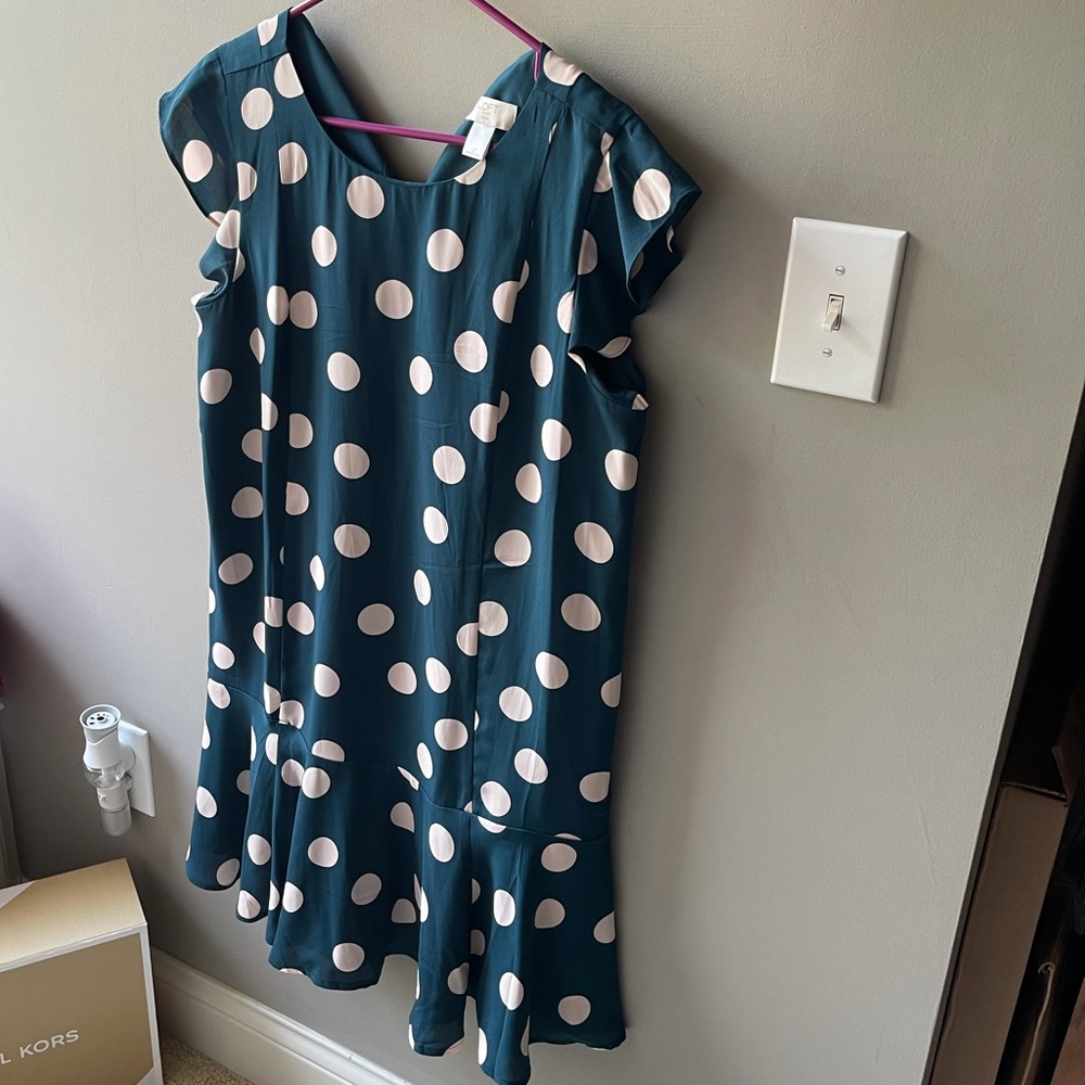 LOFT Knee Length Polka Dot Work Dress